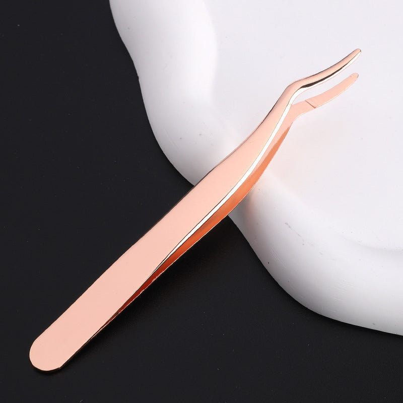 Stainless Steel Long Grafting Eyelashes Aid Eyelash Tweezers Curler False Lashes