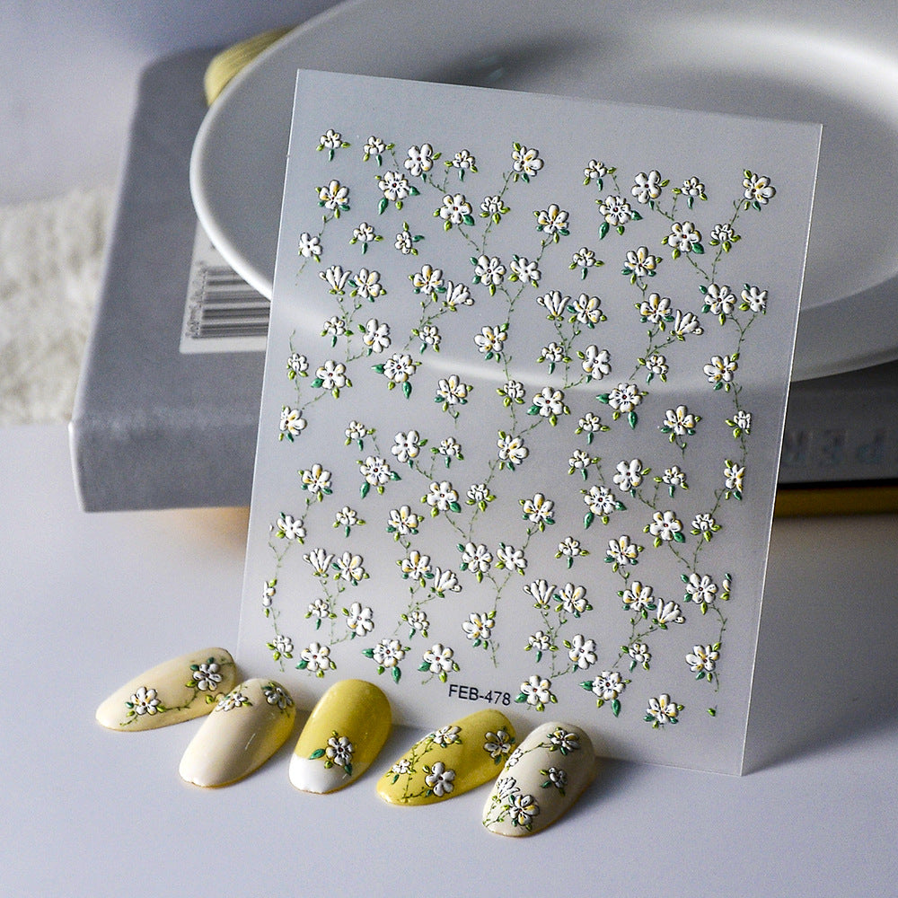 Adhesive Flower Iti Ornament Flowers String Nail Stickers