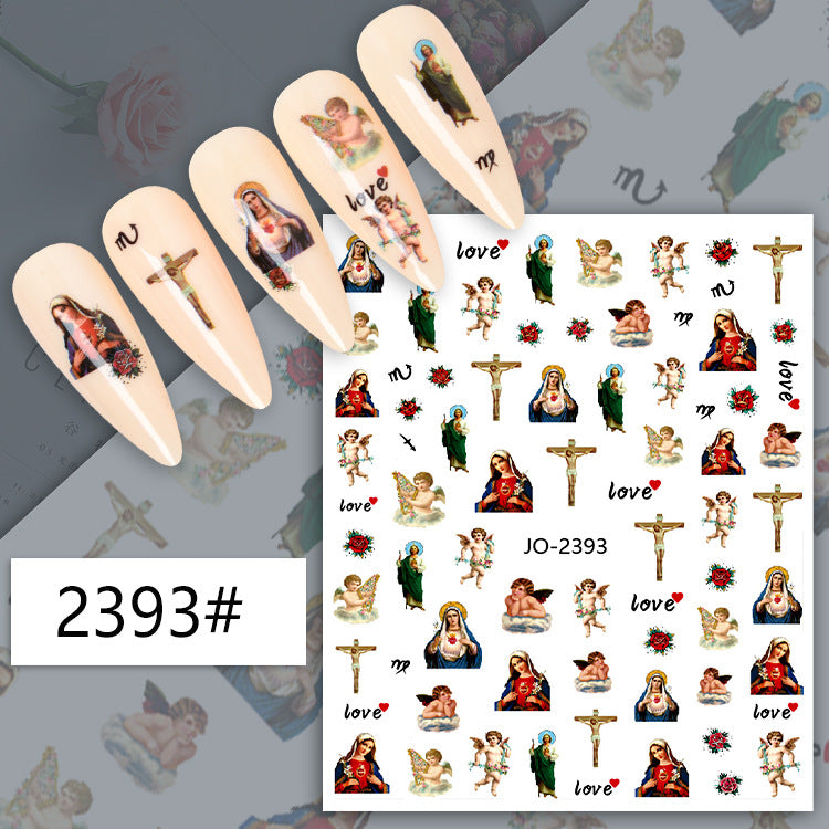 Retro Virgin Little Pattern Cupid Angel Nail Stickers