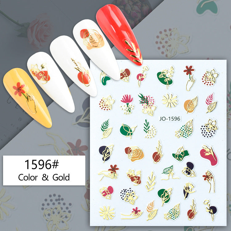 Geometric Abstract Gilding Leaves Color Hawaiian Nail Stickers