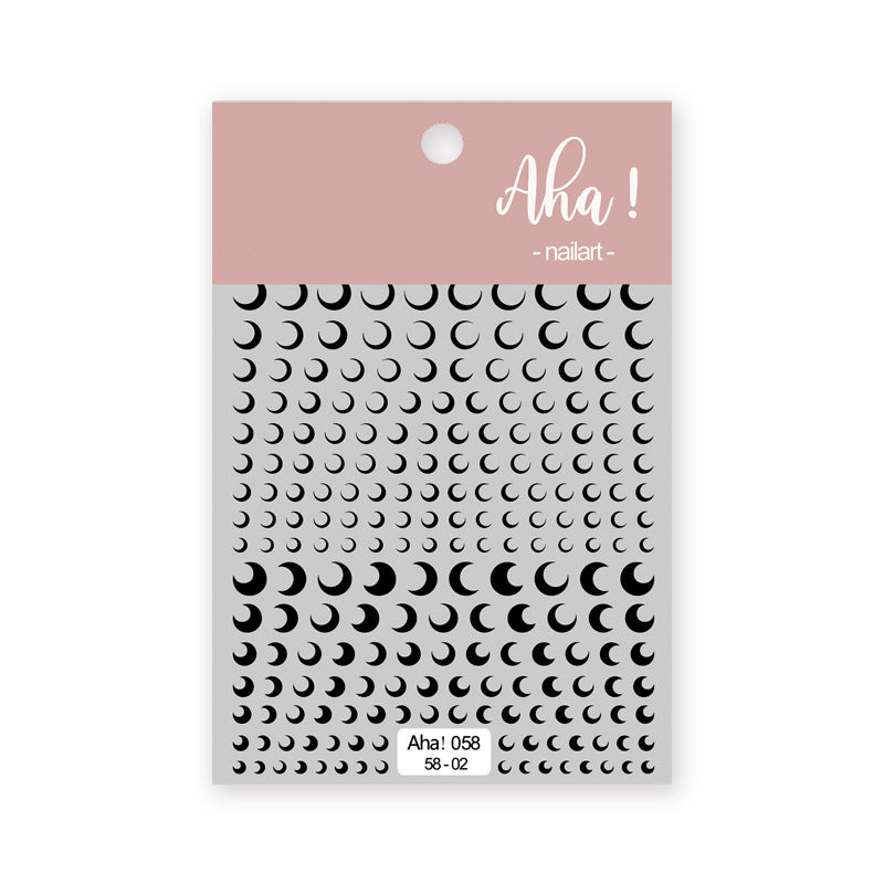 Adhesive Backing White Black Bronzing Sier Moon Nail Stickers