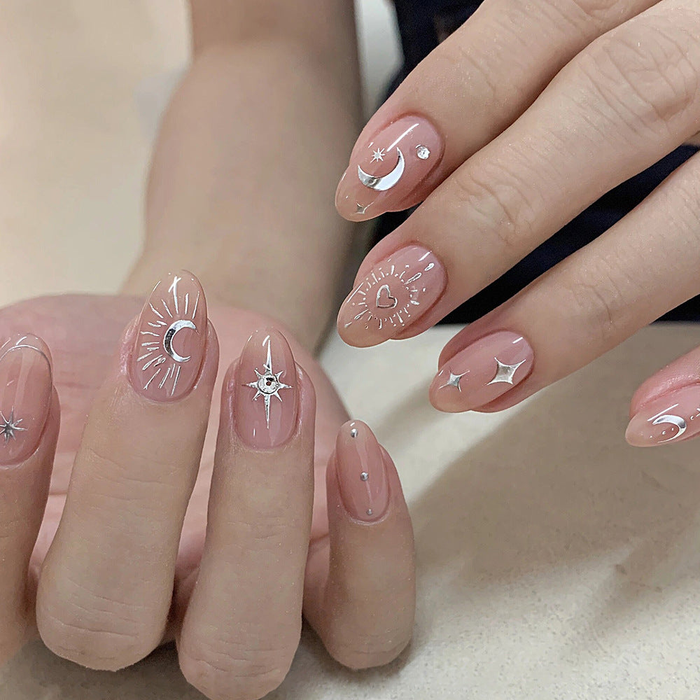 Liquid Metal Sier Retro Asterism Little Nail Stickers