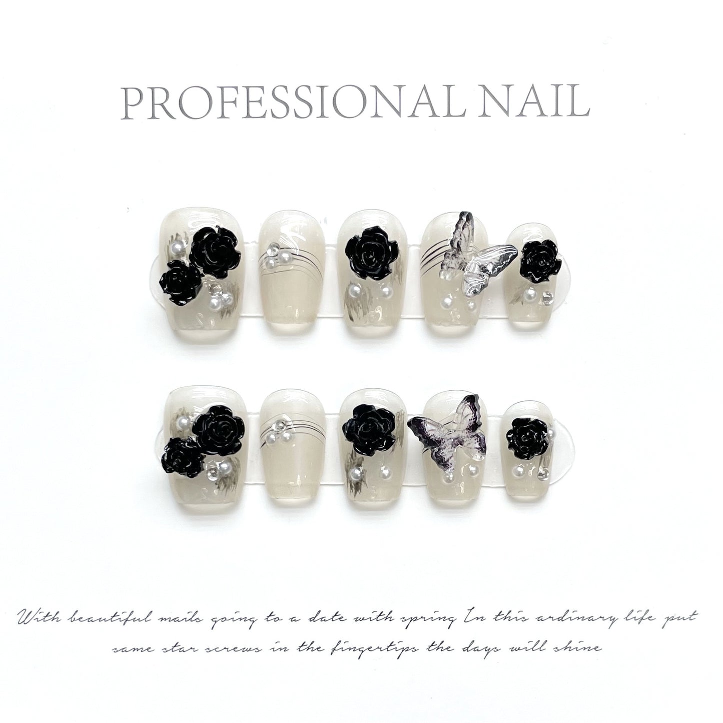 Handmade Wear White Milky Champagne Gold Nail Stickers