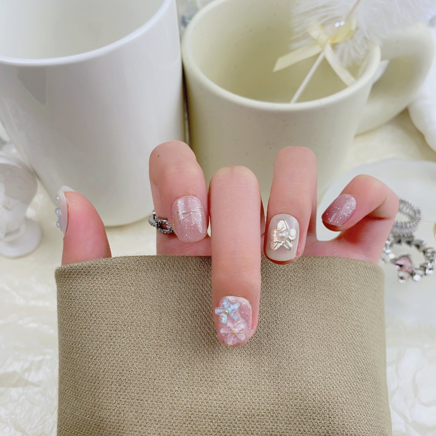 Flower Small White High-grade Wearable Beauty Nail Stickers