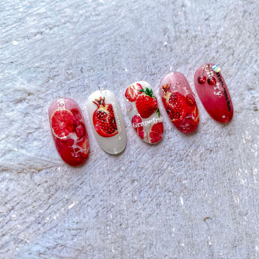 Embossed Hot Style Adhesive Cute Fruit Nail Stickers