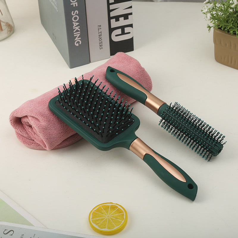 Brosses et peignes à cheveux blancs bouclés à ions négatifs pour femme avec coussin de massage vert foncé