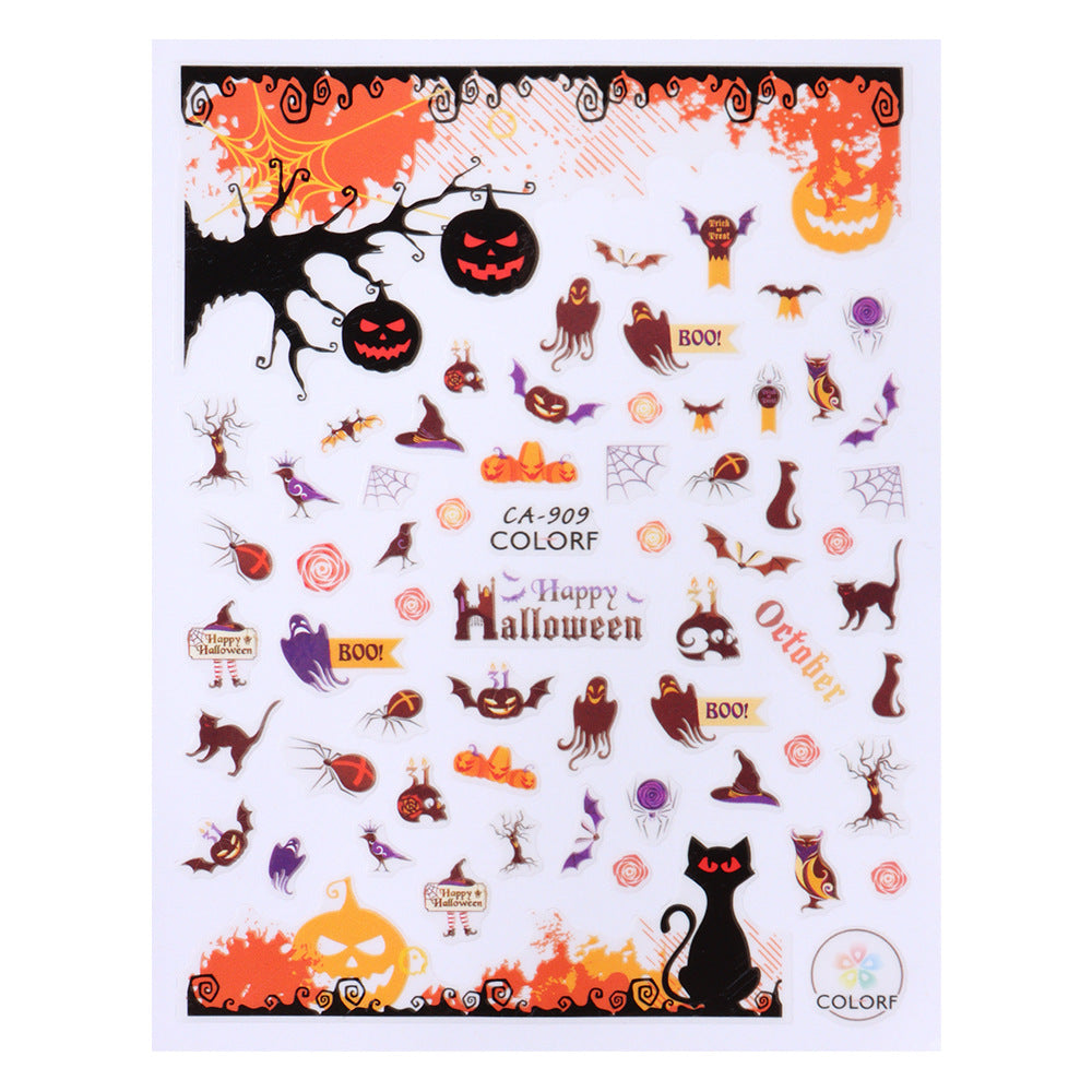 Halloween Pumpkin Head Bat Dark Cartoon Nail Stickers