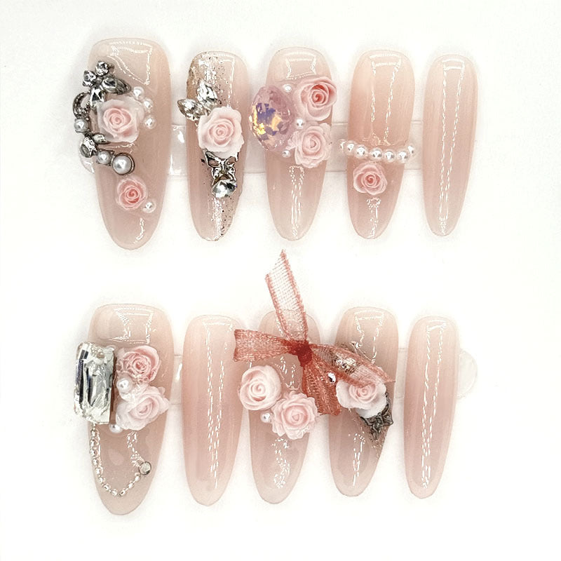 Autocollants pour ongles en forme de rose en fleurs