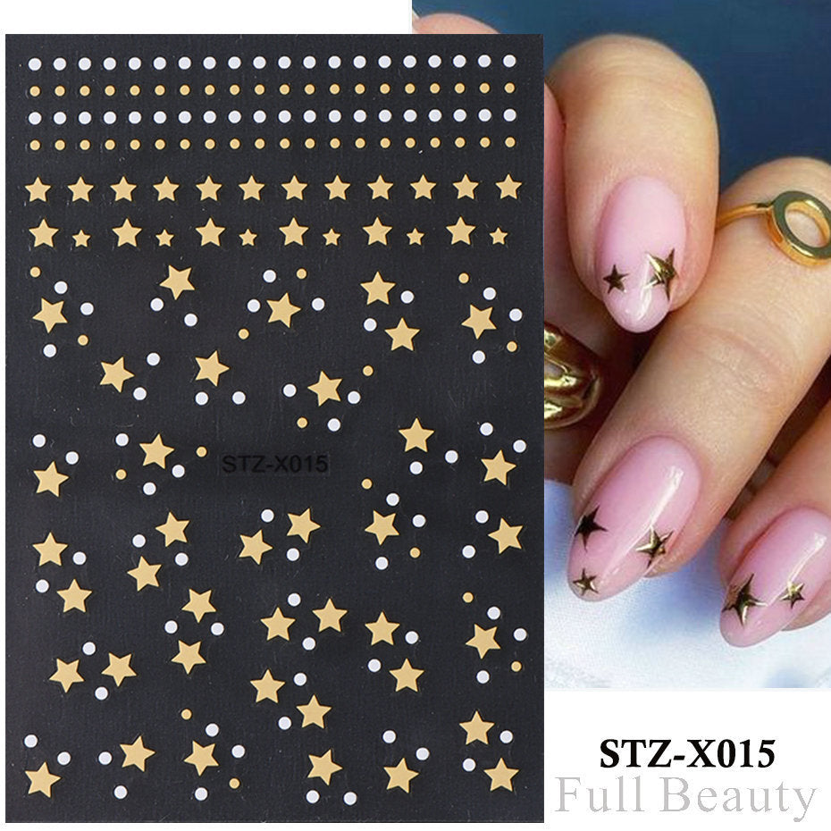 Gold Transparent Frosted Bottom Asterism Adhesive Nail Care Nail Art