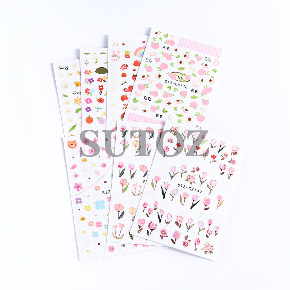 Style Strawberry Peach Bear Cute Series Nail Stickers