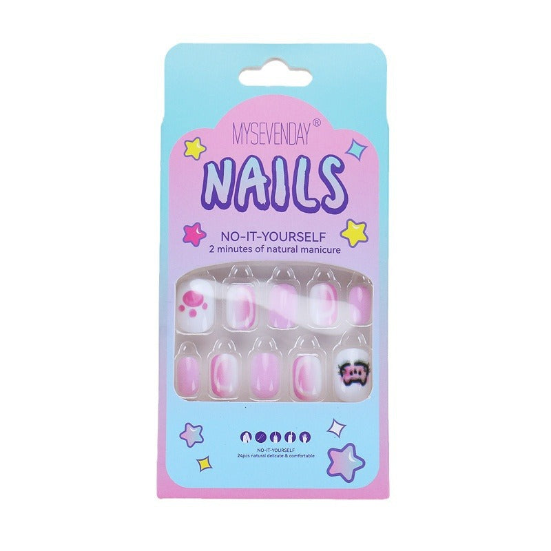 Autocollants pour ongles courts et mignons en forme de chaton de dessin animé Wear Armor