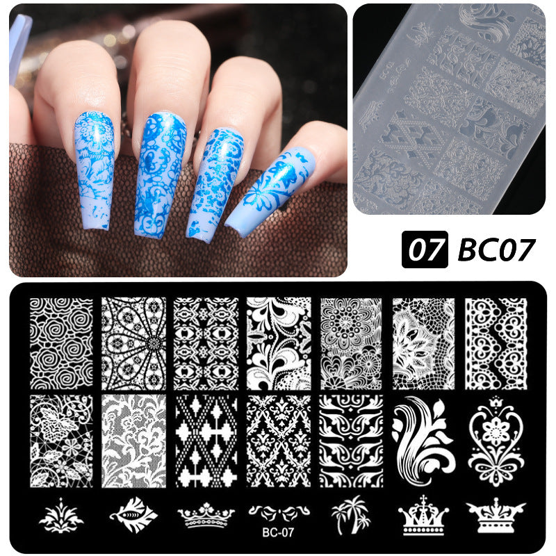 Plastic Seal Printing Board Transfer Manicure Nail Tool Set