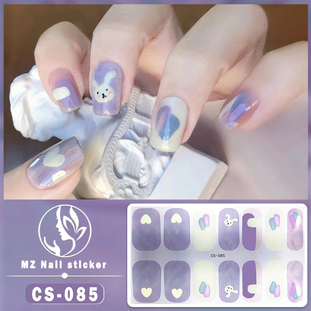 Autocollants pour ongles en gel imperméables avec motif floral à carreaux