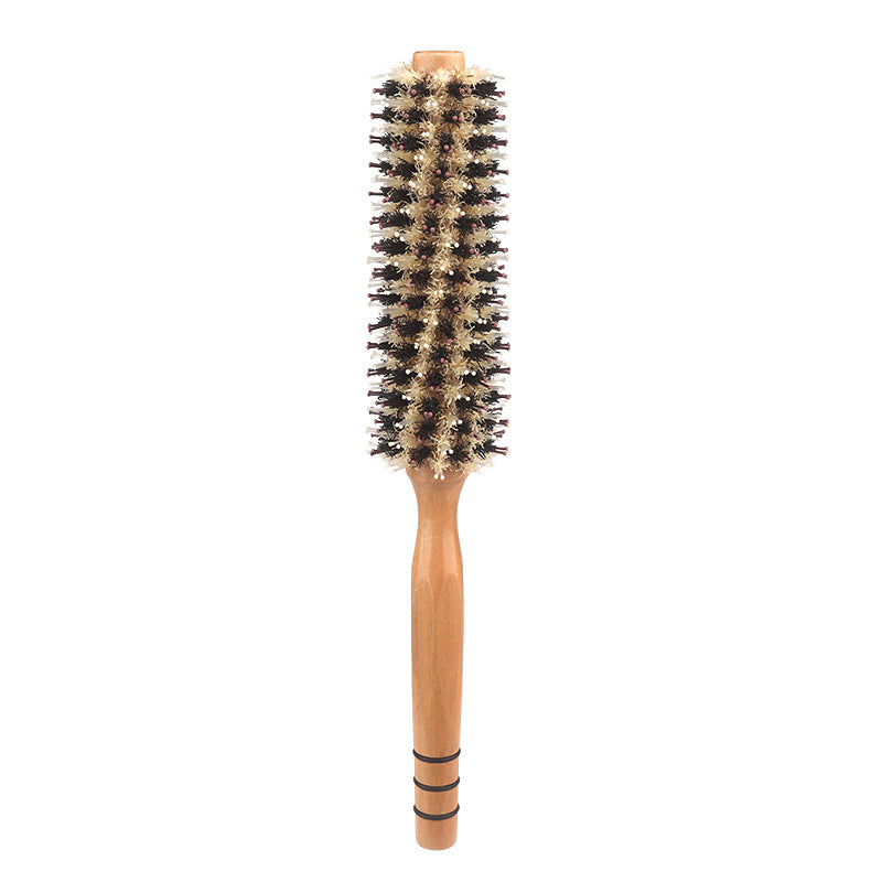 Brosse à cheveux ronde en forme de poire avec cylindre à boucler et peigne