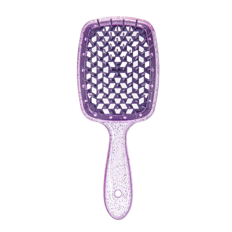 Hollow Transparent Glitter Massage Wet Dry Mesh Hair Brushes & Combs