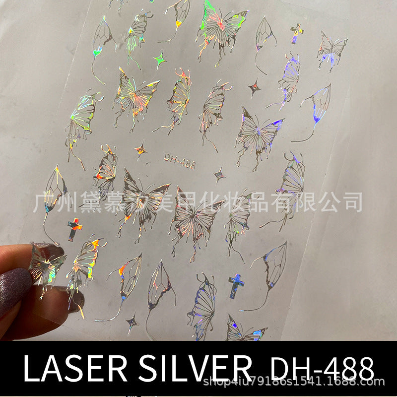 Hollow Liquid Butterfly Cool Fairy Style Laser Gold Nail Stickers