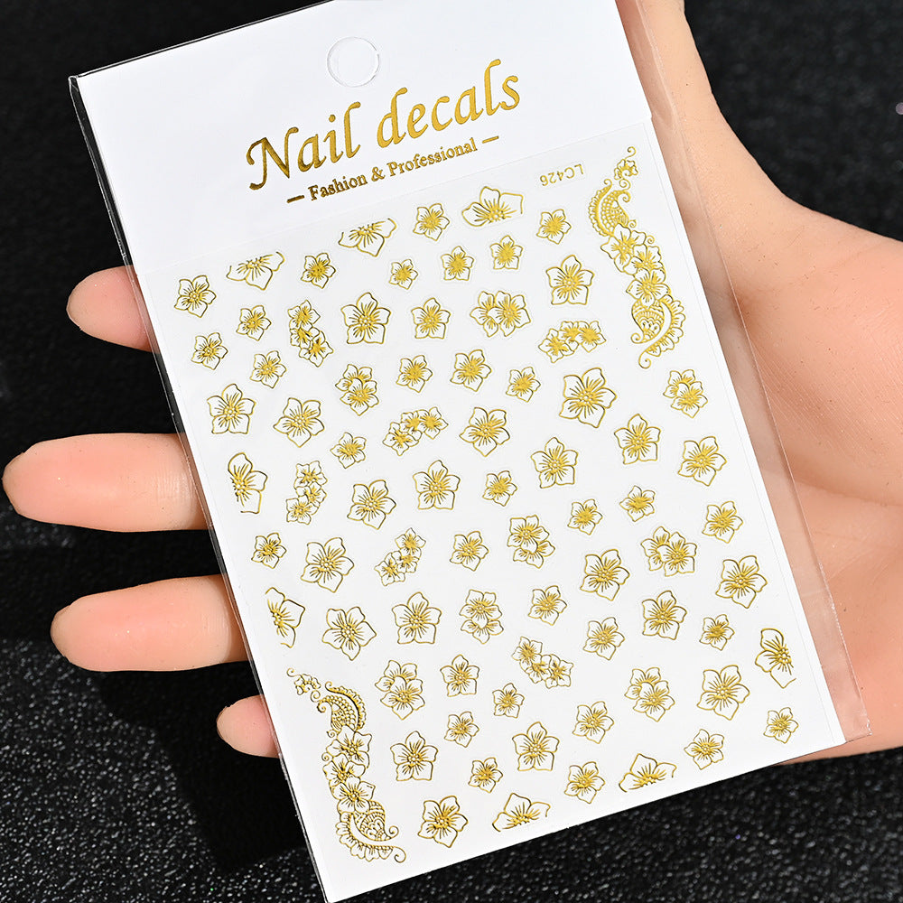 Cardboard Style Beautiful Laser Sier Heart-shaped Nail Stickers