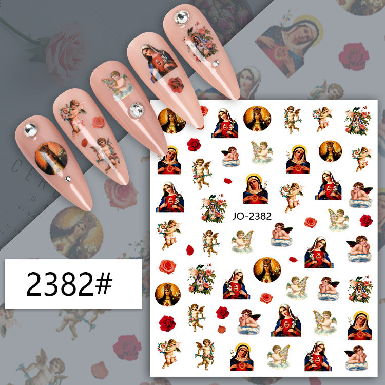 Retro Virgin Little Pattern Cupid Angel Nail Stickers