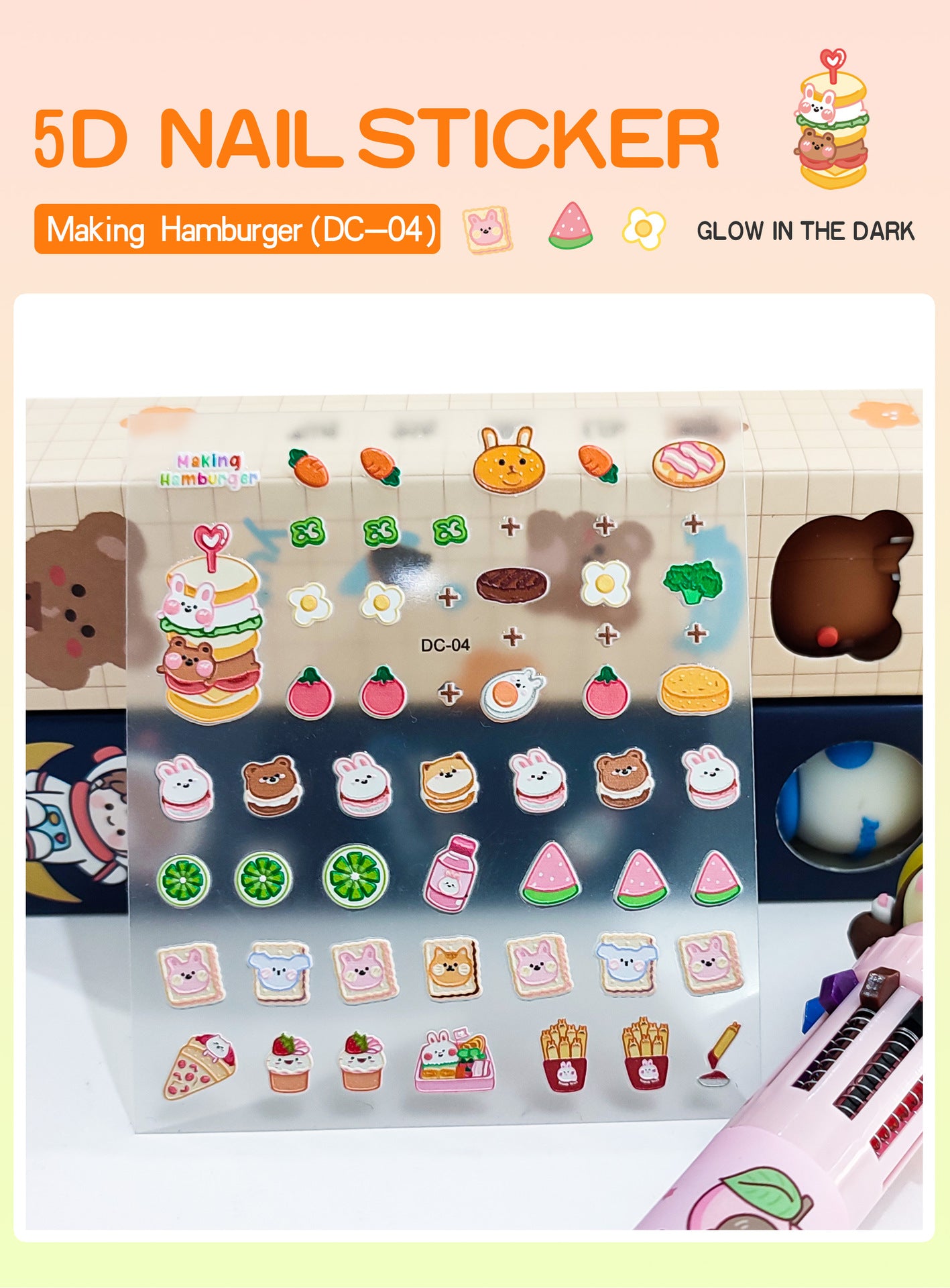 Children's Three-dimensional Relief Cute Animal Egg Doll Nail Stickers