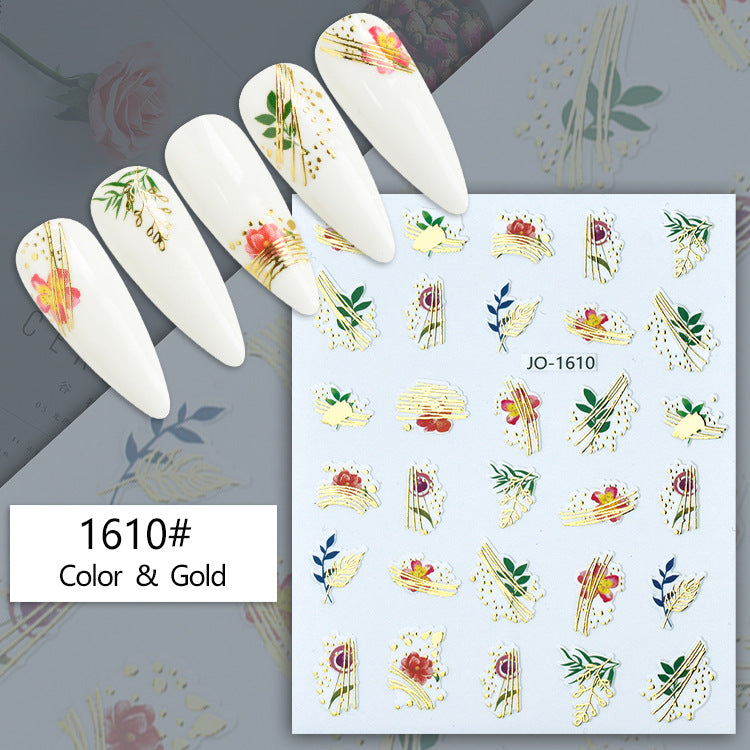 Geometric Abstract Gilding Leaves Color Hawaiian Nail Stickers