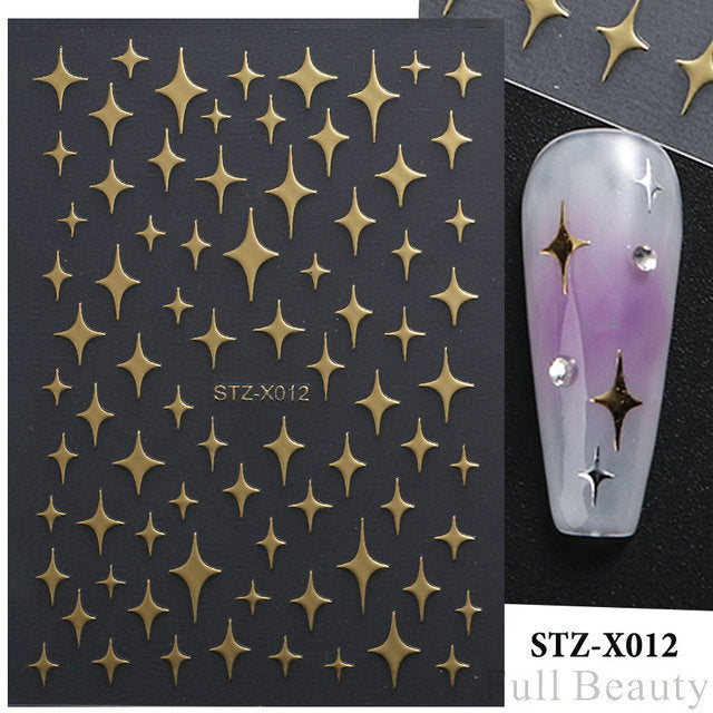 Gold Transparent Frosted Bottom Asterism Adhesive Nail Care Nail Art