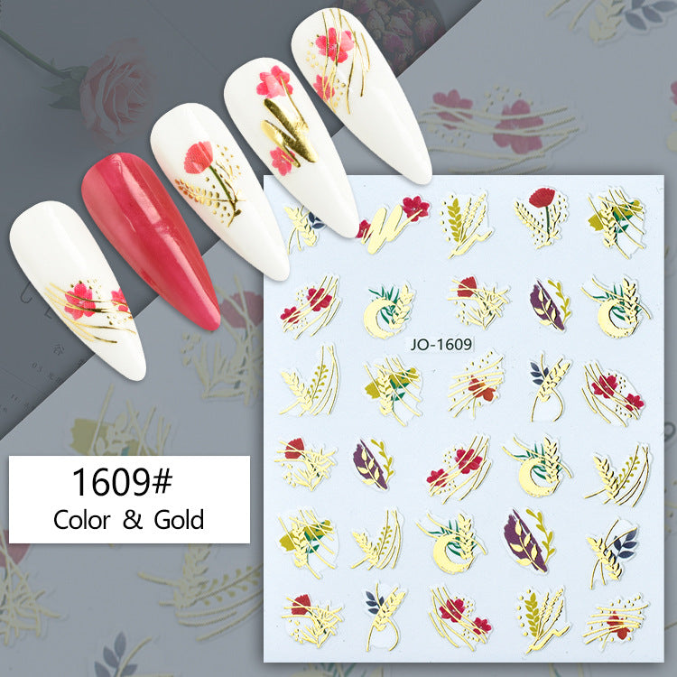 Geometric Abstract Gilding Leaves Color Hawaiian Nail Stickers