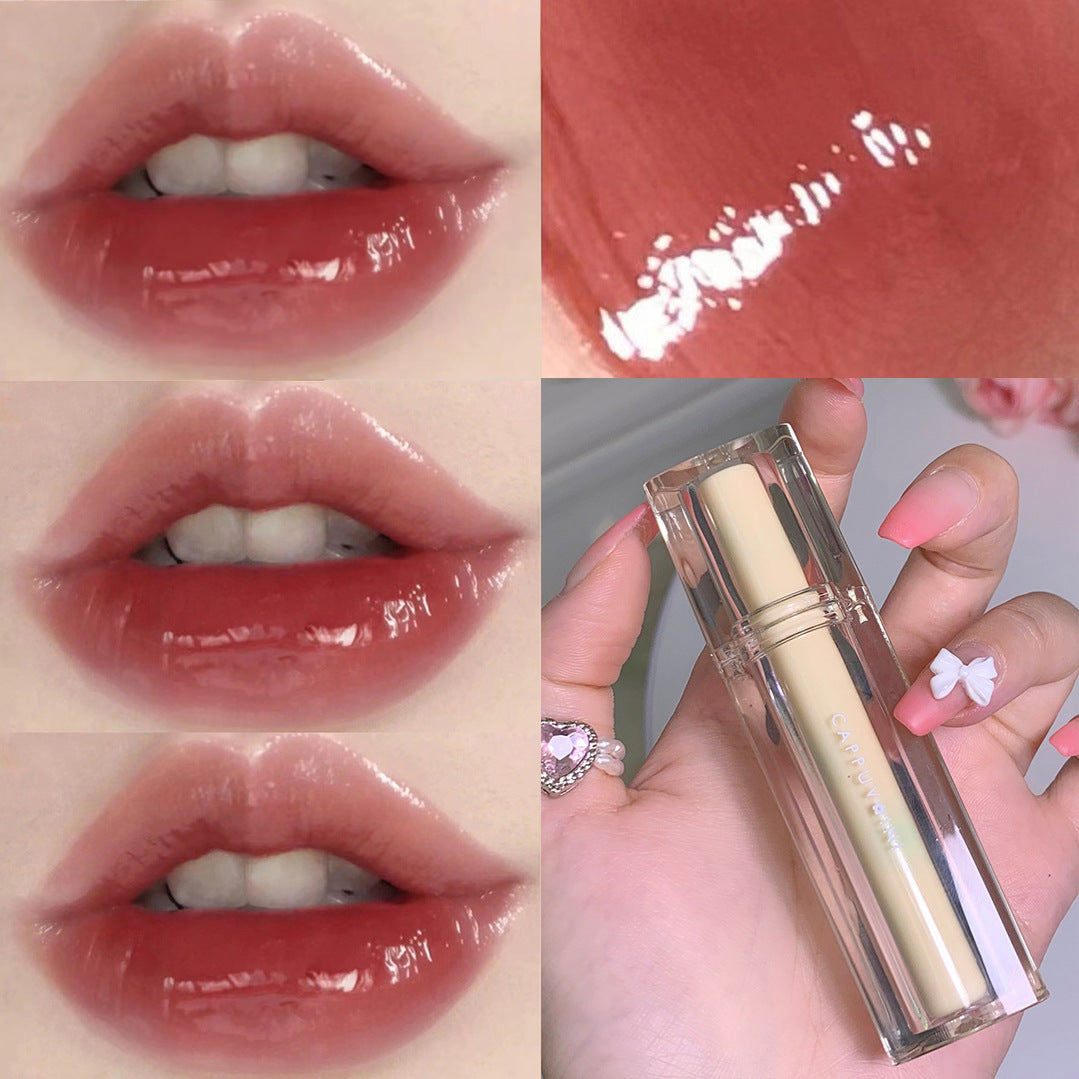 Gloss à lèvres en forme de triangle, laque, eau, lumière, gelée de verre