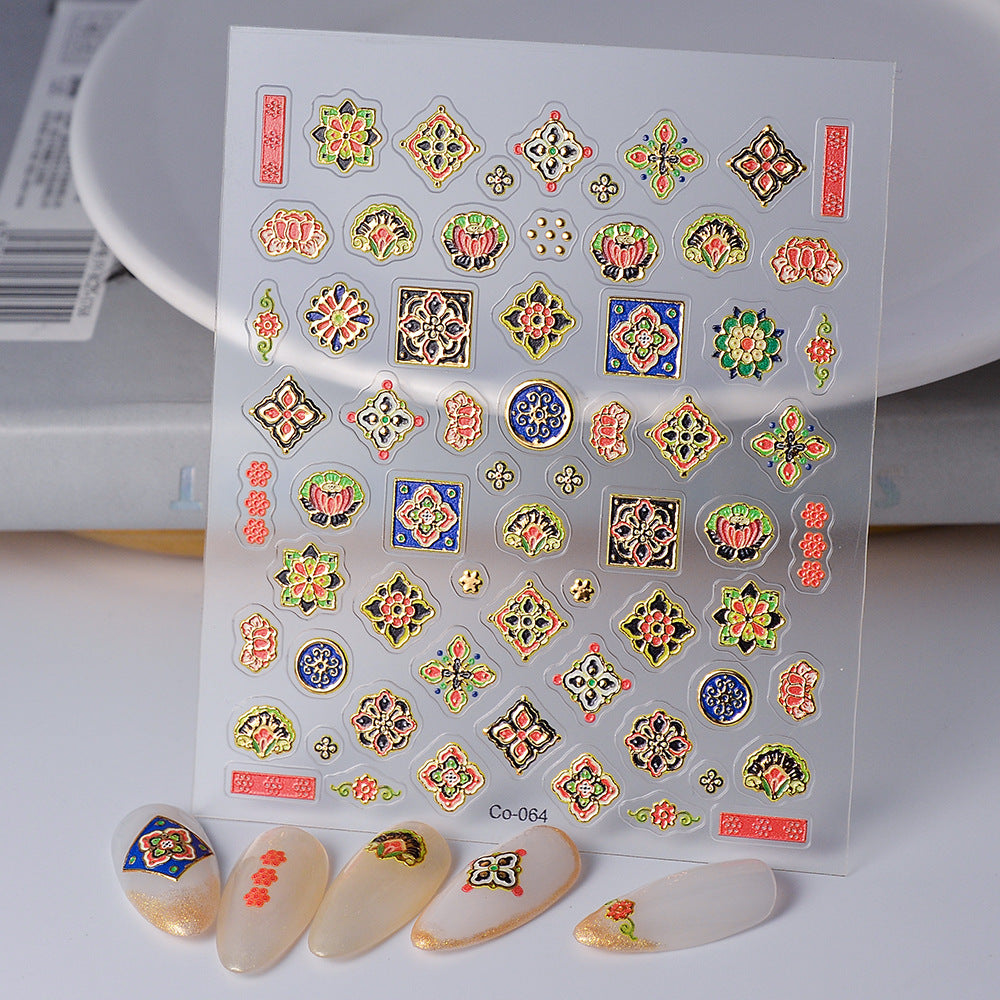 Style Golden Black Rose Three-dimensional Relief Nail Stickers