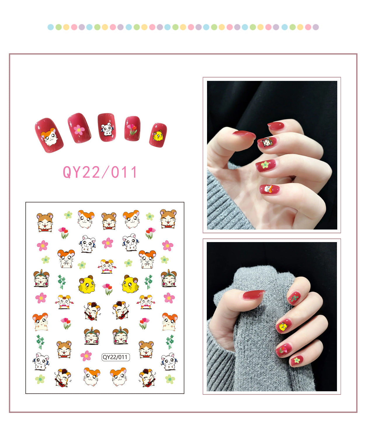 Little Bear Cartoon Cute Animal Unicorn Nail Stickers