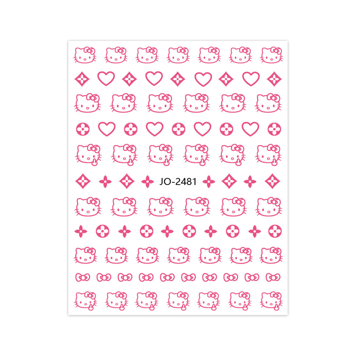 Hello Cute Cat Kitty Back Glue Nail Stickers