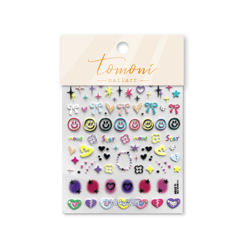 Jelly Cute Milk Pattern Love Heart Nail Stickers