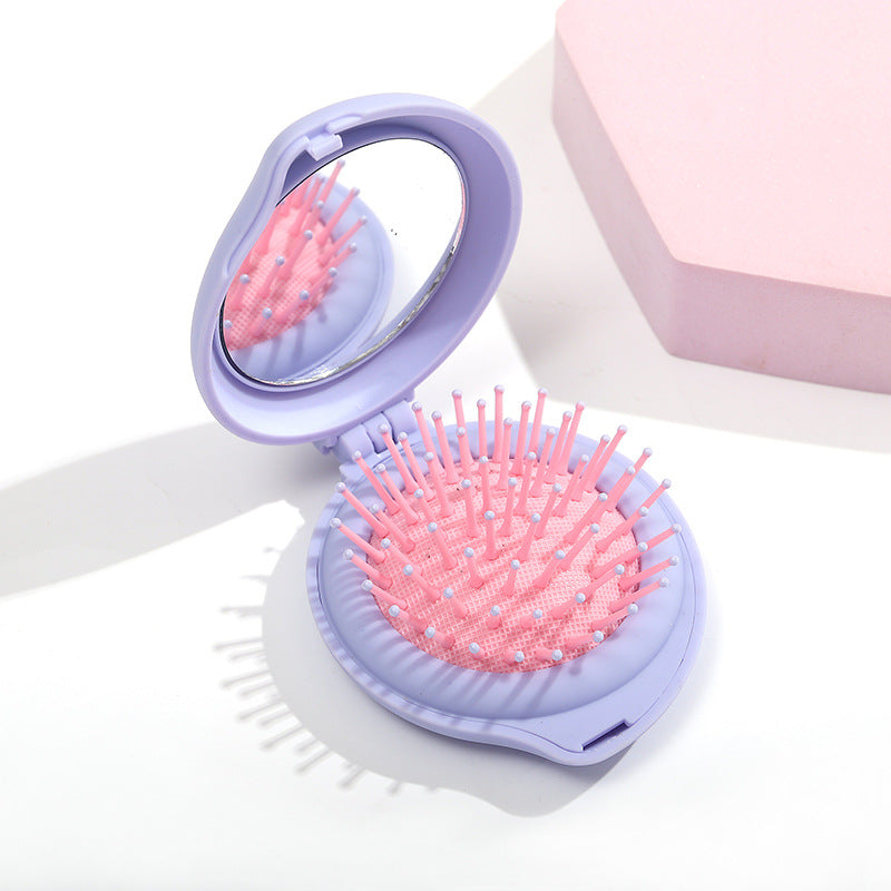 Macaron Color Folding Mirror Tangle Water Drops Hair Brushes & Combs