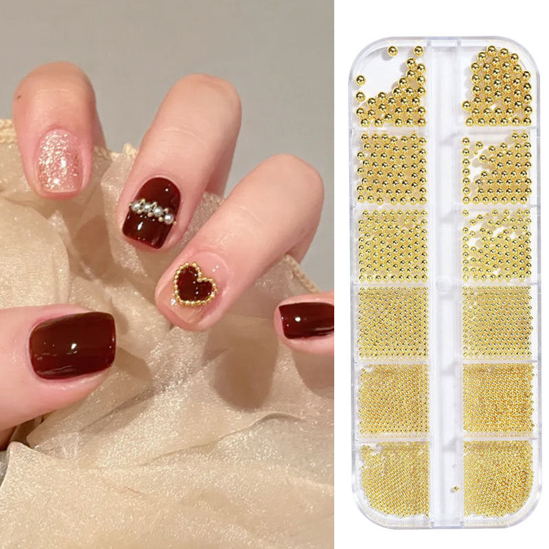 Gold Sier Steel Balls Mixed Rose Nail Care Nail Art