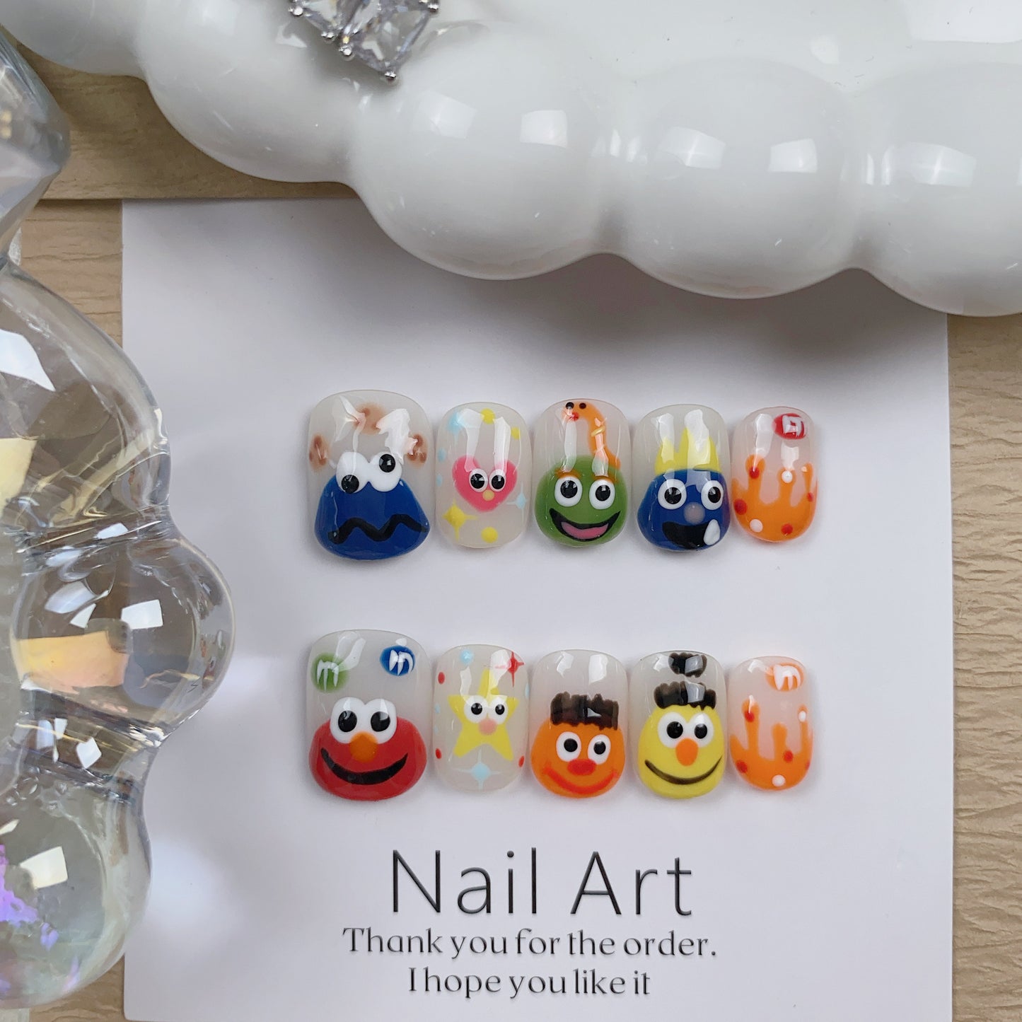 Sesame Street Summer Wear Handmade Tip Nail Stickers