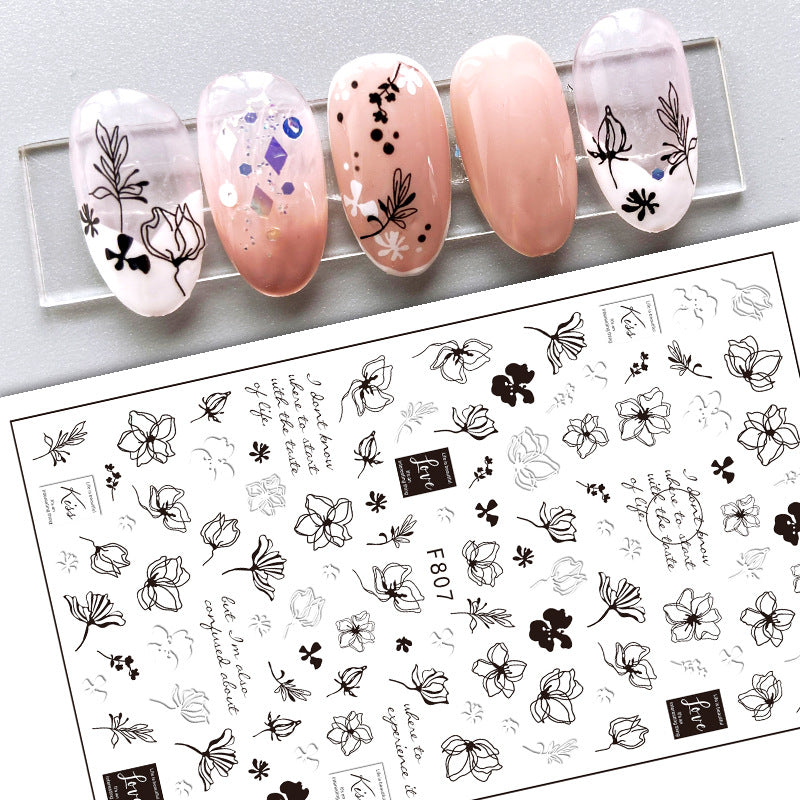 Personalized Artistic Flower Head Portrait Bee Nail Stickers