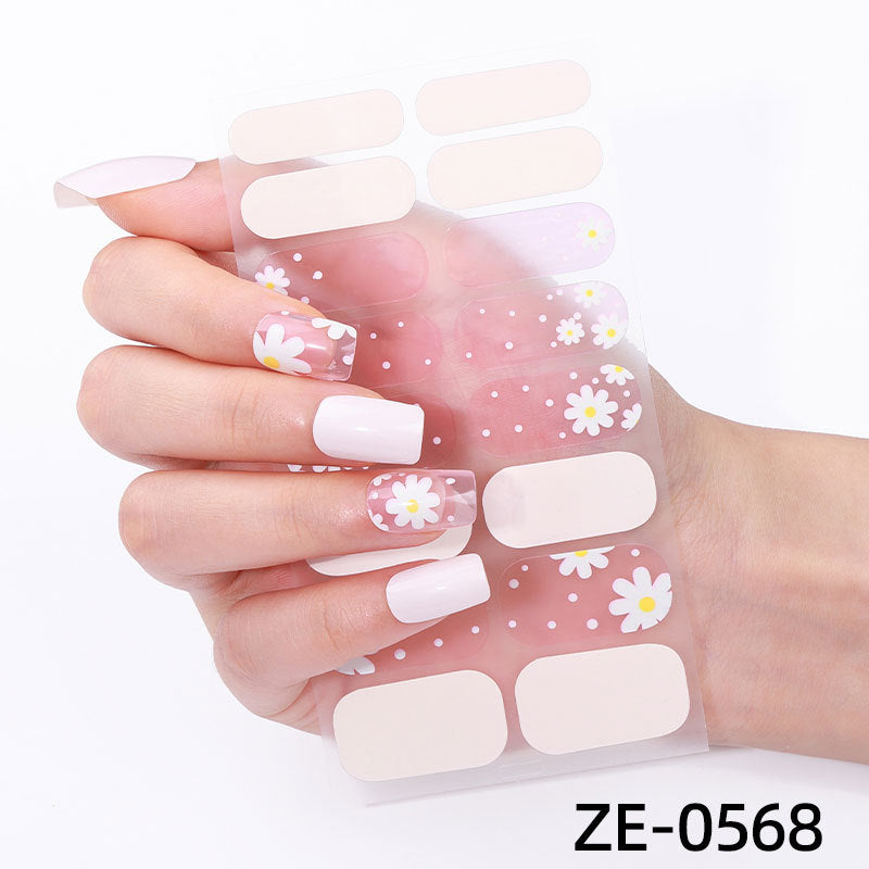 Powder Flashing French Butterfly Simple Flowers Nail Stickers