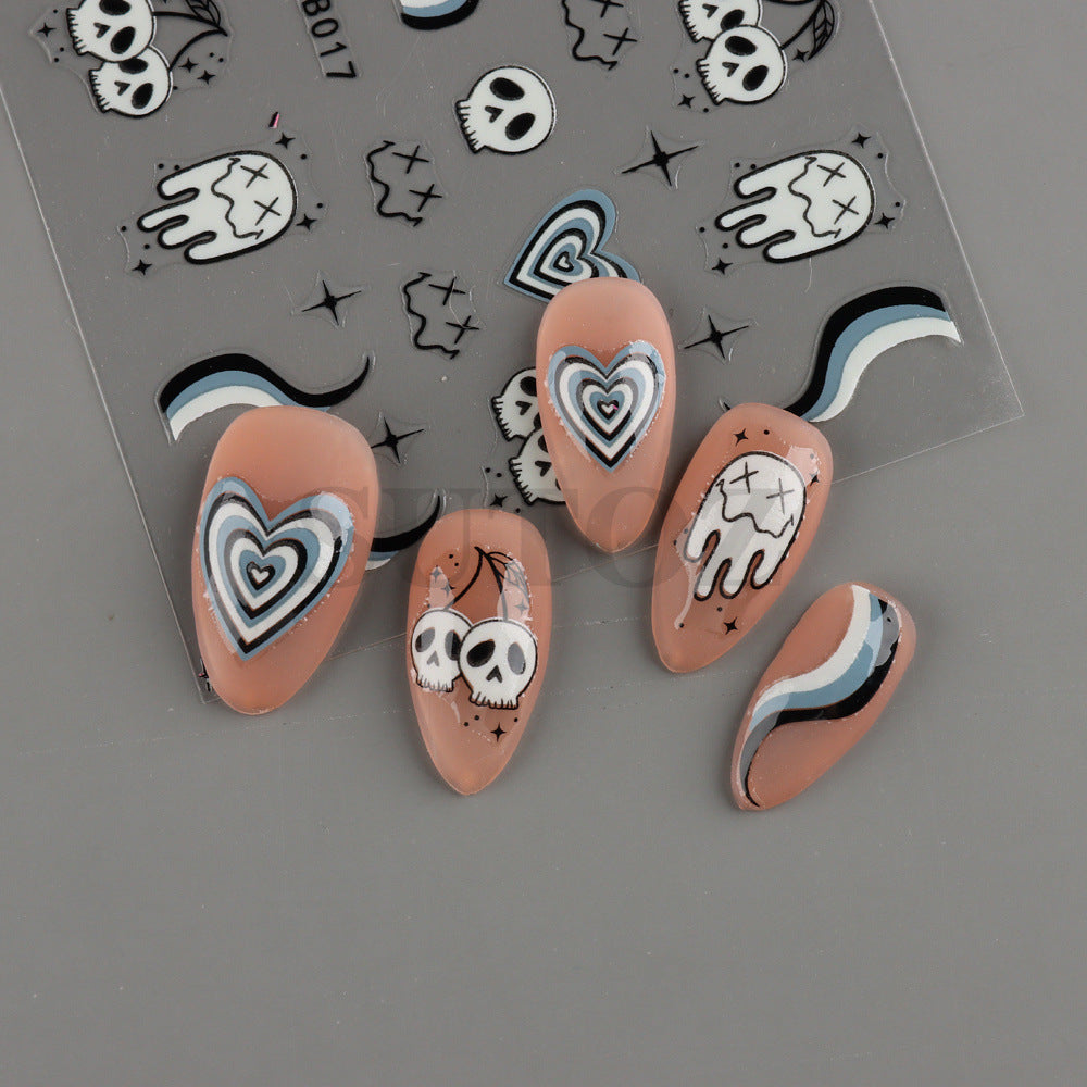 Halloween Skull Ghost Spider Party Luminous Nail Stickers