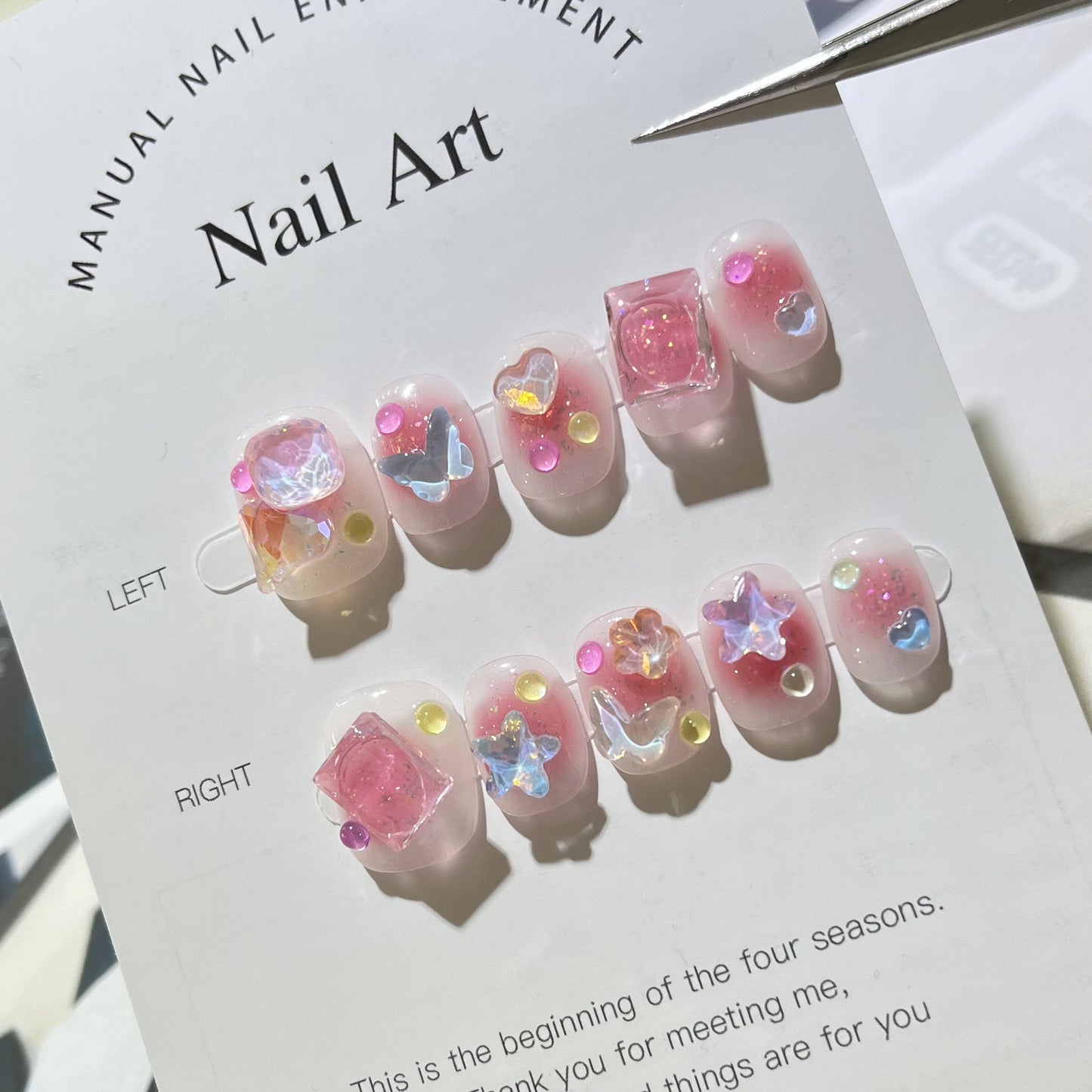 Armor Ice Transparent Blush Gradient Short Cartoon Nail Art