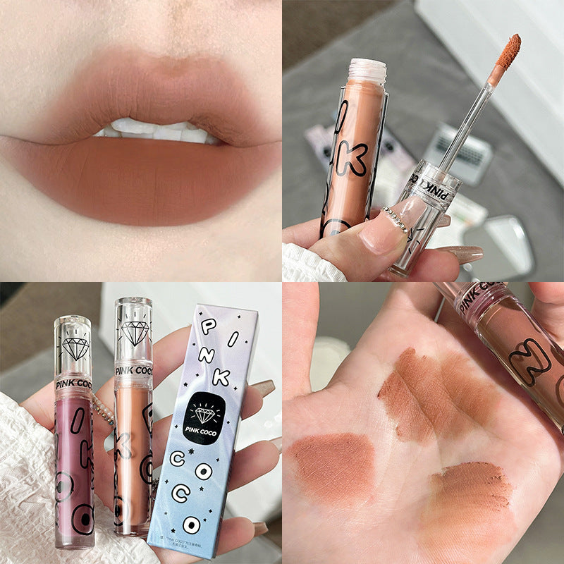 Brillant à lèvres mat Jiao Diamond à faible saturation Veet Mud Plain Lip Gloss