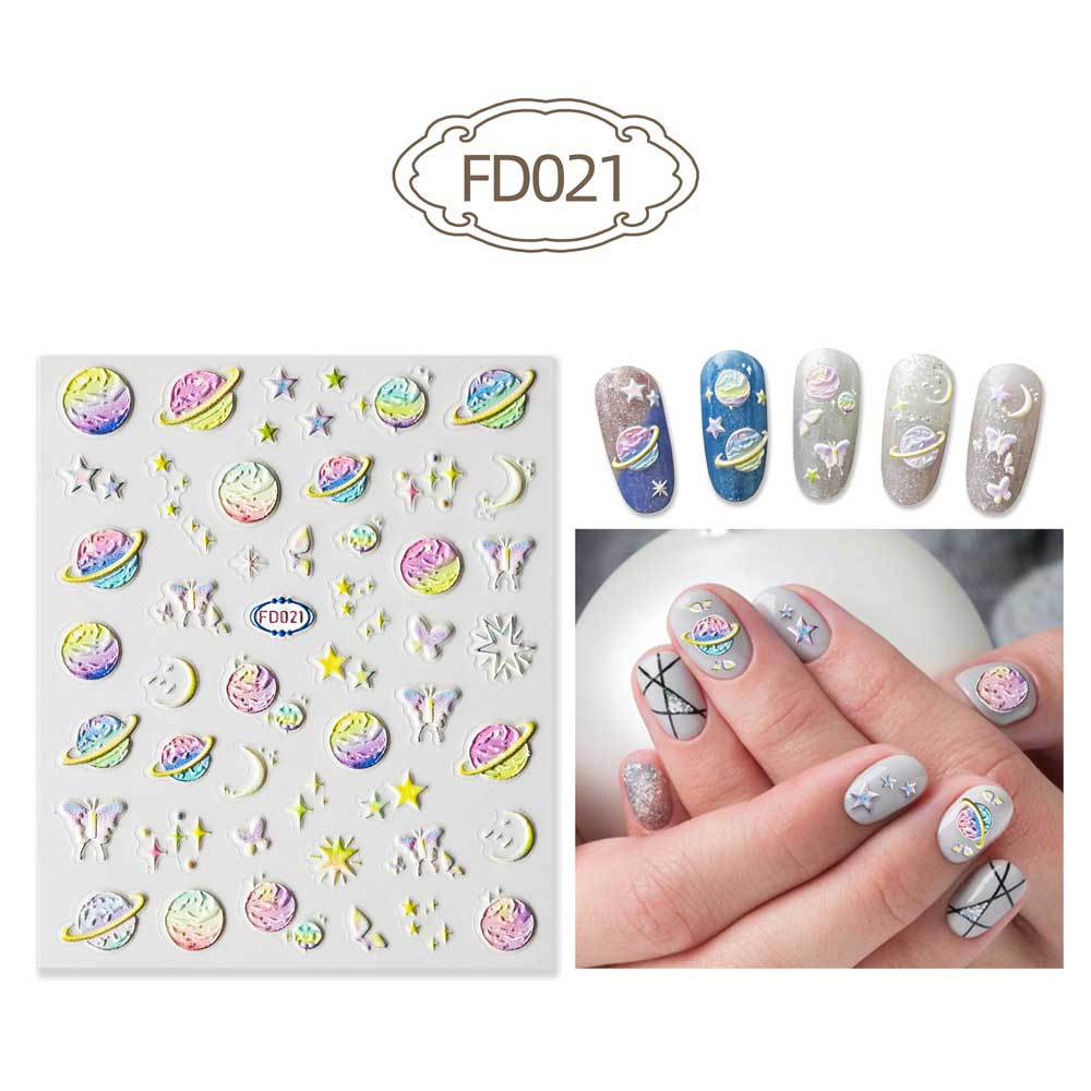 Three-dimensional Relief Cute Cartoon White Cloud Nail Stickers