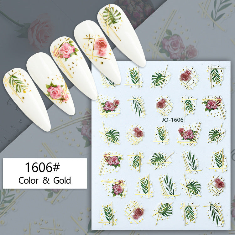 Geometric Abstract Gilding Leaves Color Hawaiian Nail Stickers