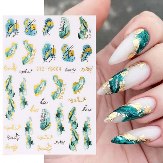 Manicure Back Glue Blue Green Seabed Nail Stickers