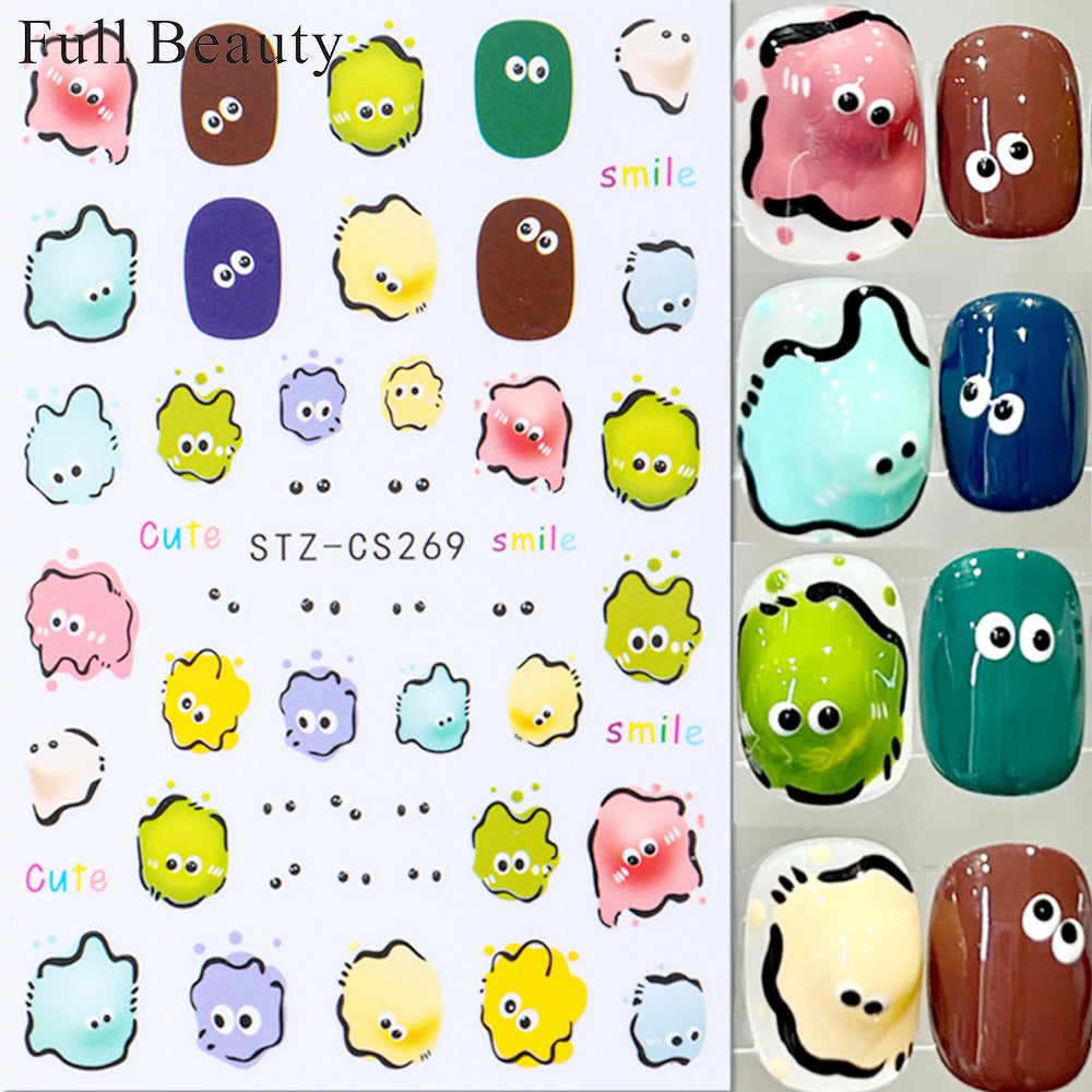 Funny Iti Monster Cartoon Cute Adhesive Nail Stickers