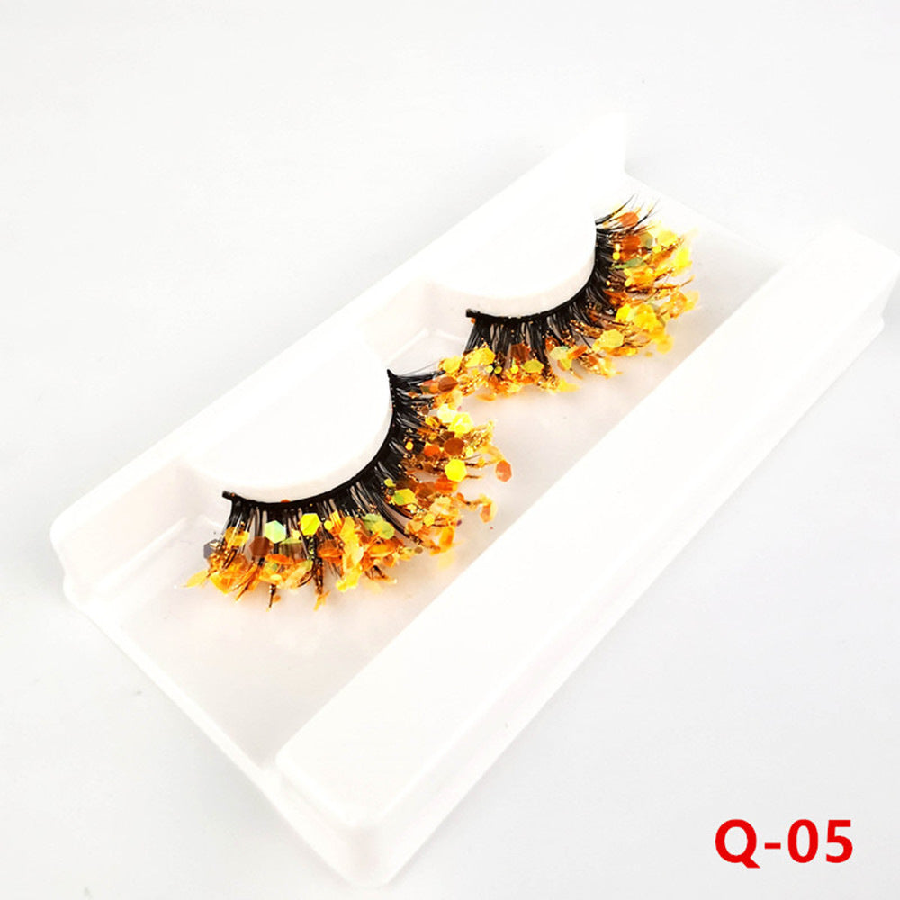 Fluorescent Luminous Sequins Eyelashes Color Thick False Lashes