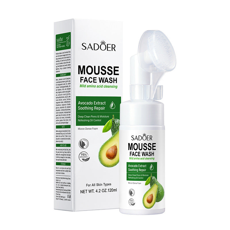 Mousse nettoyante à l'aloès et à la grenade avec acide aminé et tête de brosse pour le soin du visage