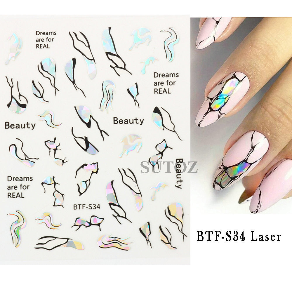 Irregular Lines Hand Painted Flat Back Nail Stickers