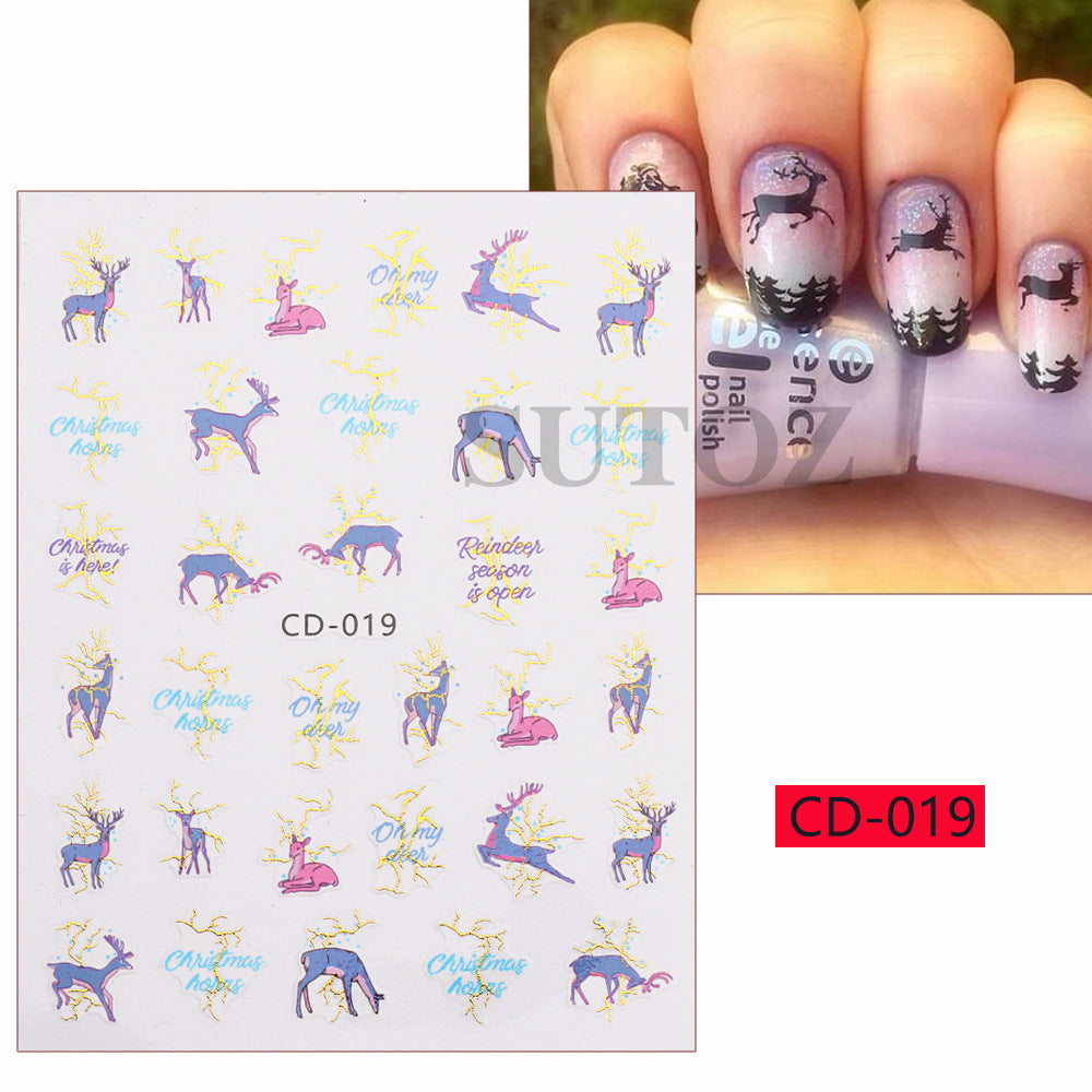 Paper Gilding Christmas Gift Snowflake Elk Nail Stickers