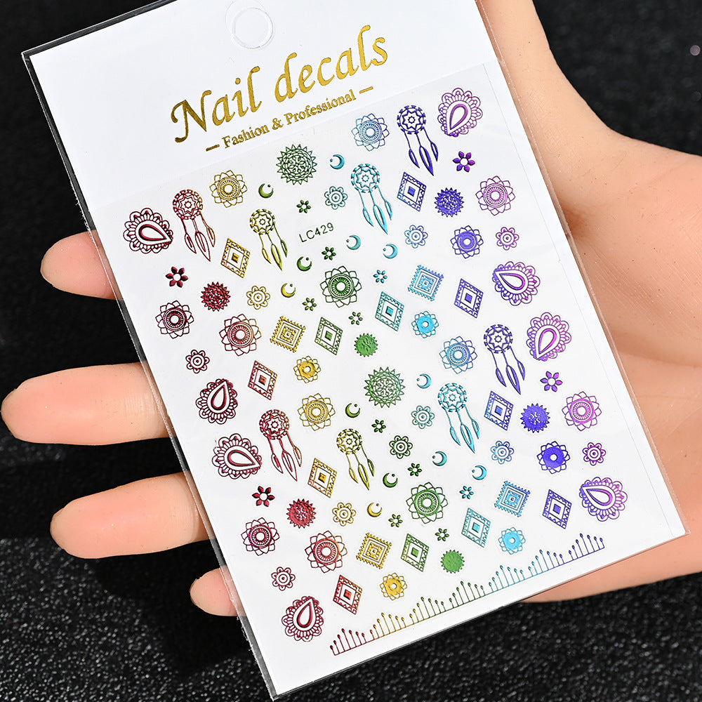 Cardboard Style Beautiful Laser Sier Heart-shaped Nail Stickers