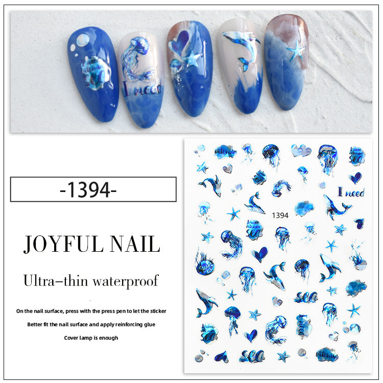 Marine Series Animal Jellyfish Dolphin Shell Nail Stickers