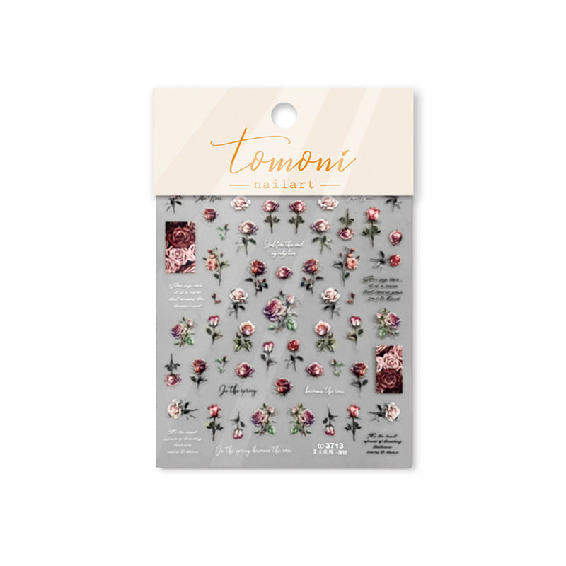 Thin Tough Retro Flower French Line Nail Stickers